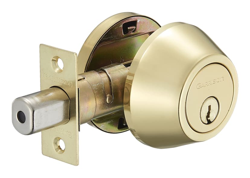 Garrison Single-Cylinder Round Deadbolt Door Lock, Polished Brass