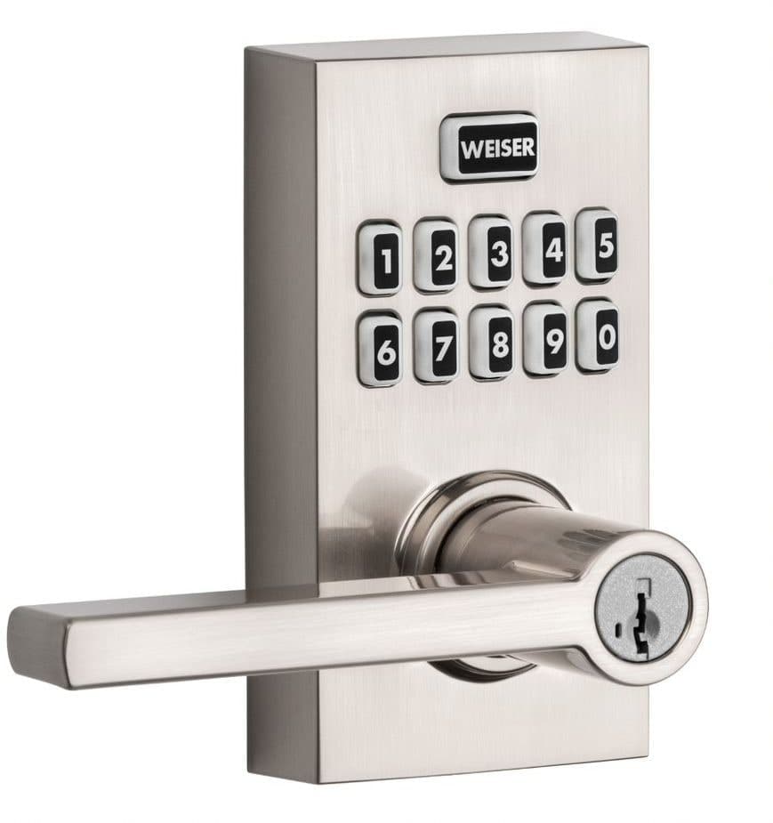Weiser Smartcode 10 Keypad Door Lock with Handle, Keyless Deadbolt Lock, Satin Nickel