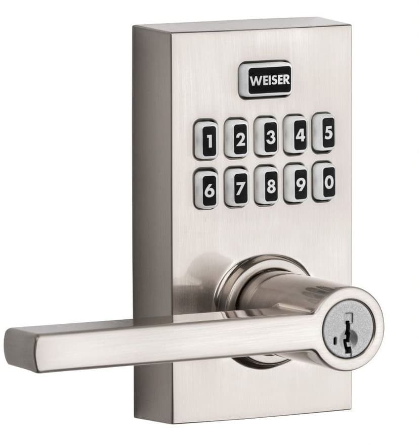 Weiser Smartcode 10 Keypad Door Lock with Handle, Keyless Deadbolt Lock, Satin Nickel