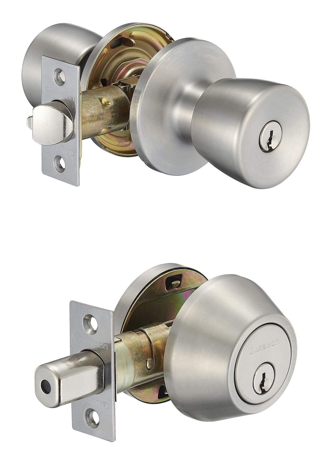 Garrison Tulip Door Knob & Deadbolt Lock Combo Pack, Stainless-Steel