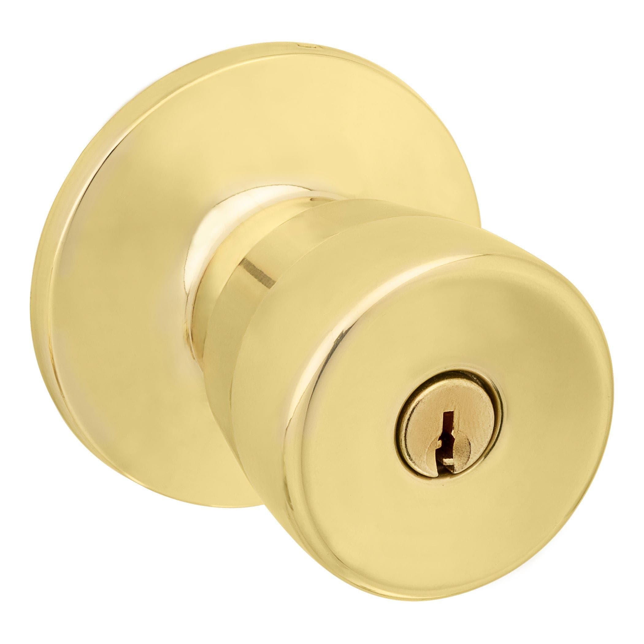 Garrison Entry Keyed Tulip Door Knob Lock Set, Polished Brass