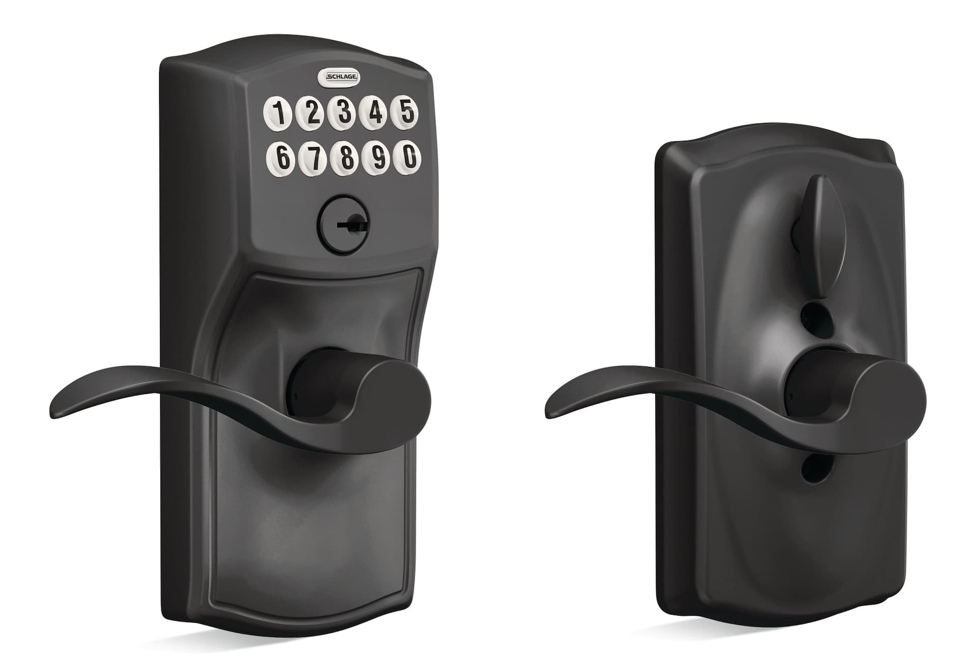 Schlage Camelot Electronic Keypad with Accent Lever, Rated AAA Security, Matte Black