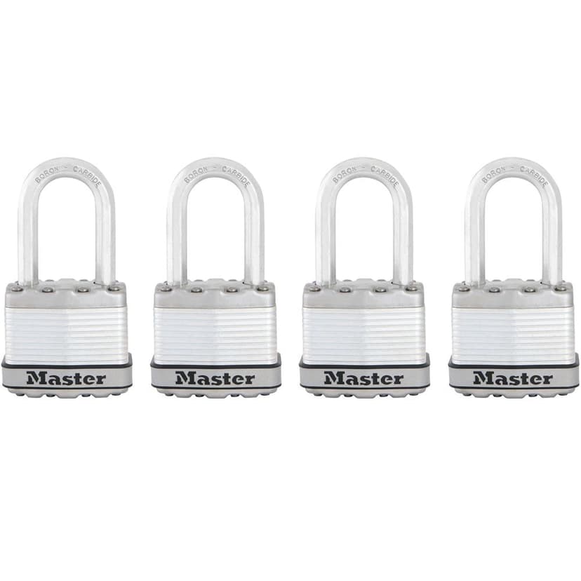 Master Lock 44 mm Wide Laminated Magnum Steel Keyed Padlocks with 38 mm Shackle, Silver, 4-pk