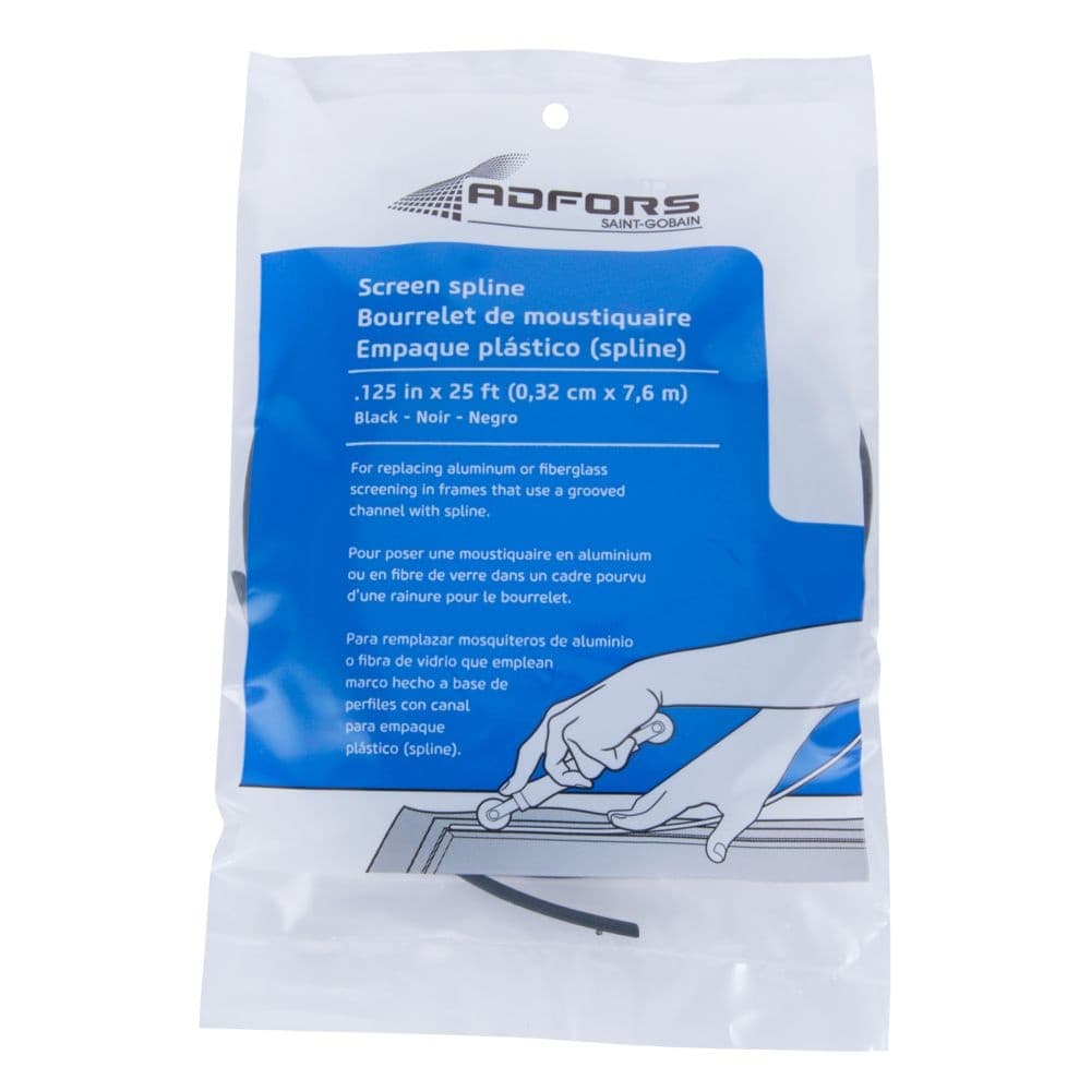 Adfors Saint-Gobain PVC Screen Spline, 0.125-in x 25-ft, Black