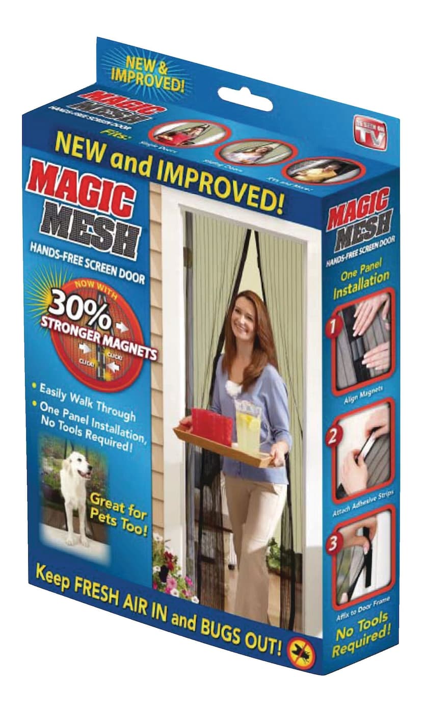 Magic Mesh Deluxe Hands-Free Magnetic Screen Door, Black