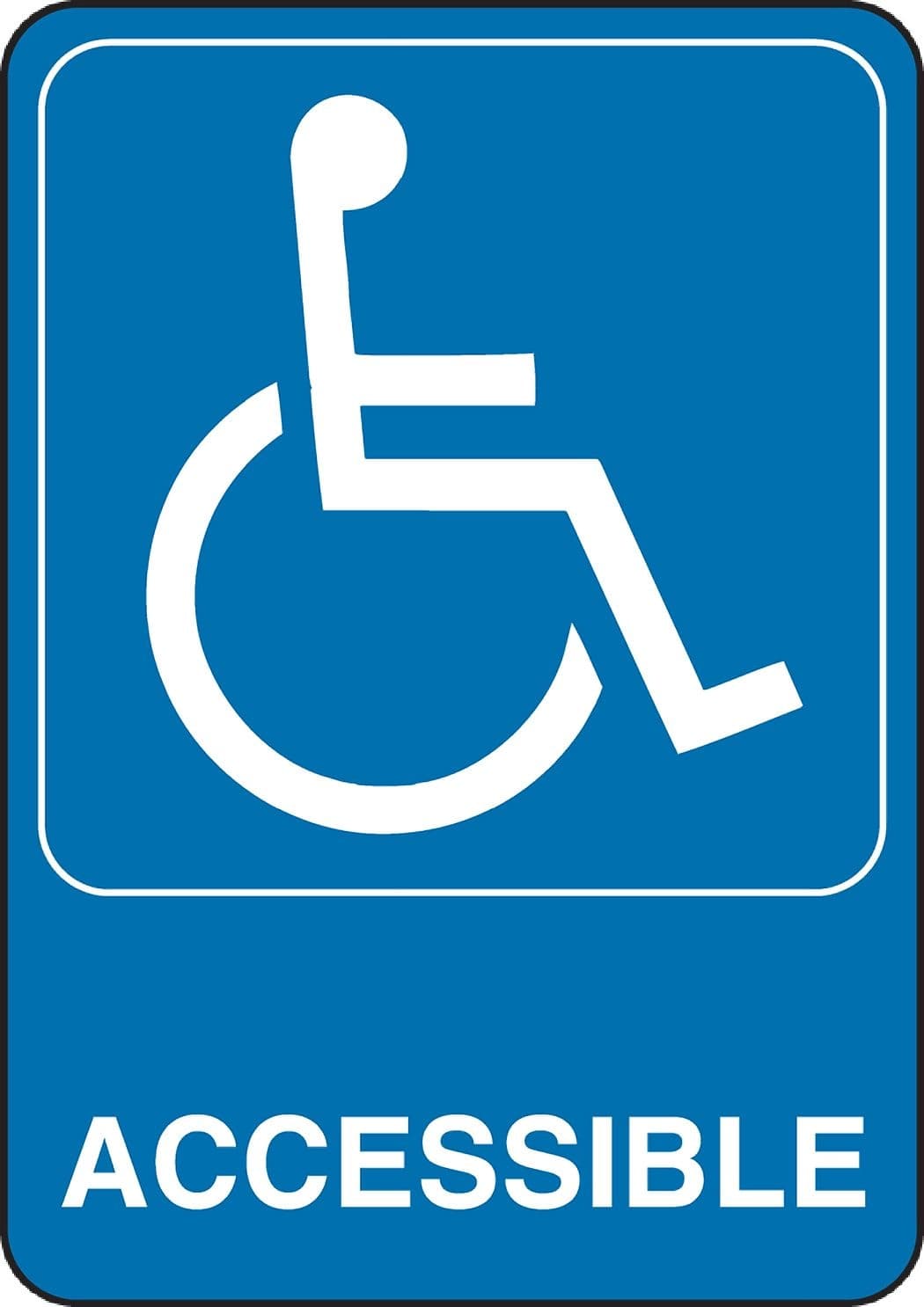 Hillman Self-Adhesive Accessibility Sign, 5 x 7-in, Blue/White
