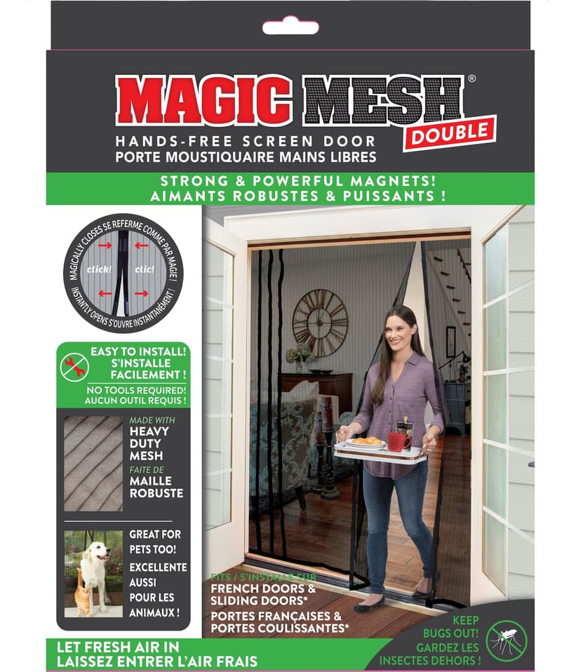 Magic Mesh Double Hands-Free Magnetic Screen Door, Black
