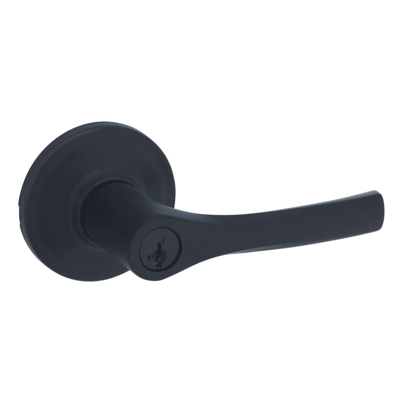 Weiser Henley Keyed Entry Door Handle with SmartKey, Reversible Square Exterior/Interior Door Lever with Lock, Matte Black