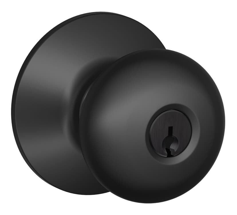 Schlage Plymouth Keyed Entry Door Knob, Lifetime Warranty, Matte Black