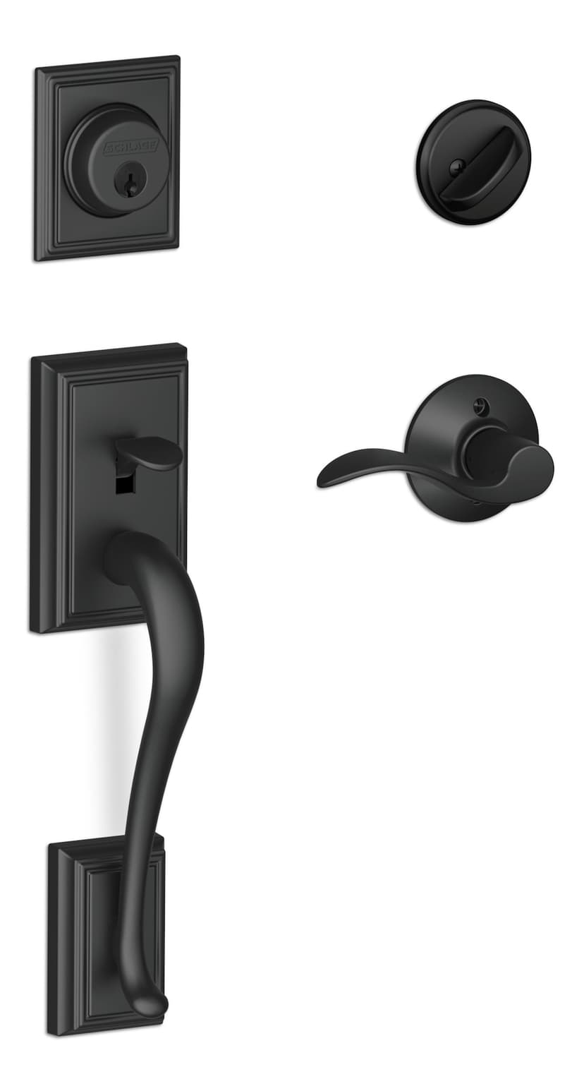 Schlage Addison Handleset with Accent Interior lever, Rated AAA Security, Matte Black