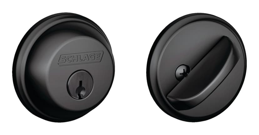 Schlage Single-Cylinder Round Deadbolt Door Lock, Matte Black