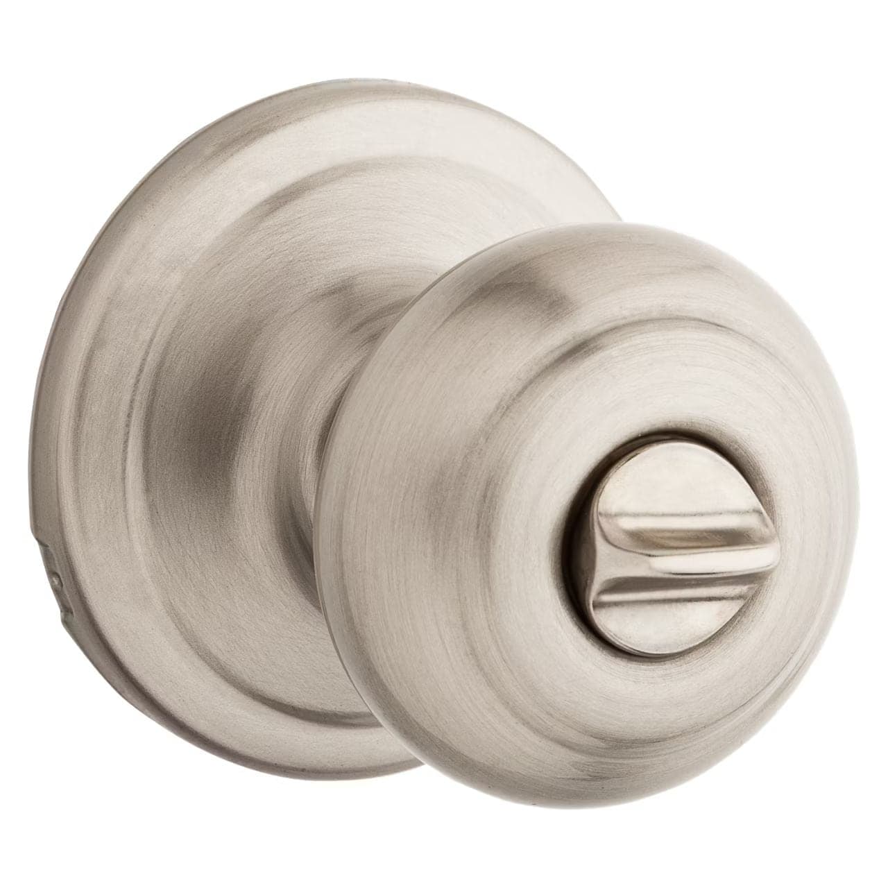 Weiser Troy Door Knob with Privacy Lock, Locking Door Knobs for Bedroom, Bathroom & Office, Satin Nickel