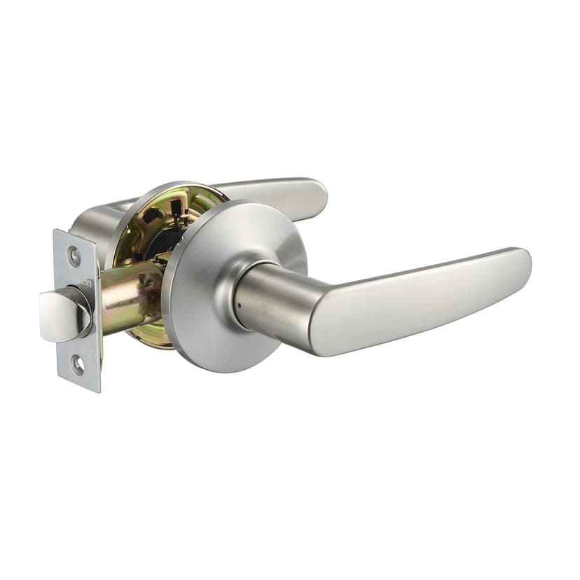 Garrison Straight Passage Door Lever Lock Set, Satin Nickel