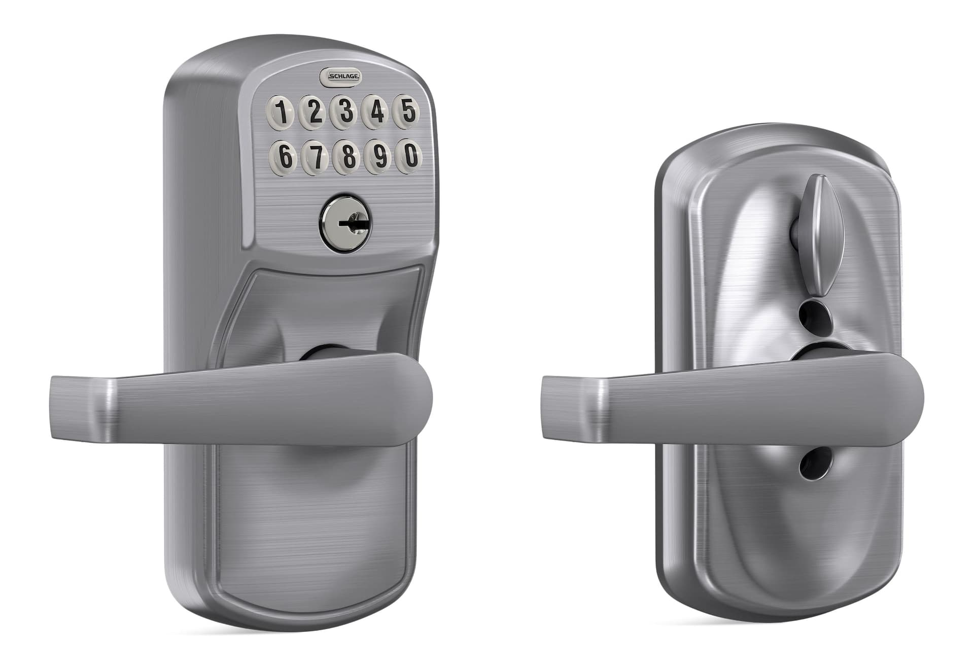 Schlage Plymouth Electronic Keypad with Elan Lever, Rated AAA Security, Satin Chrome