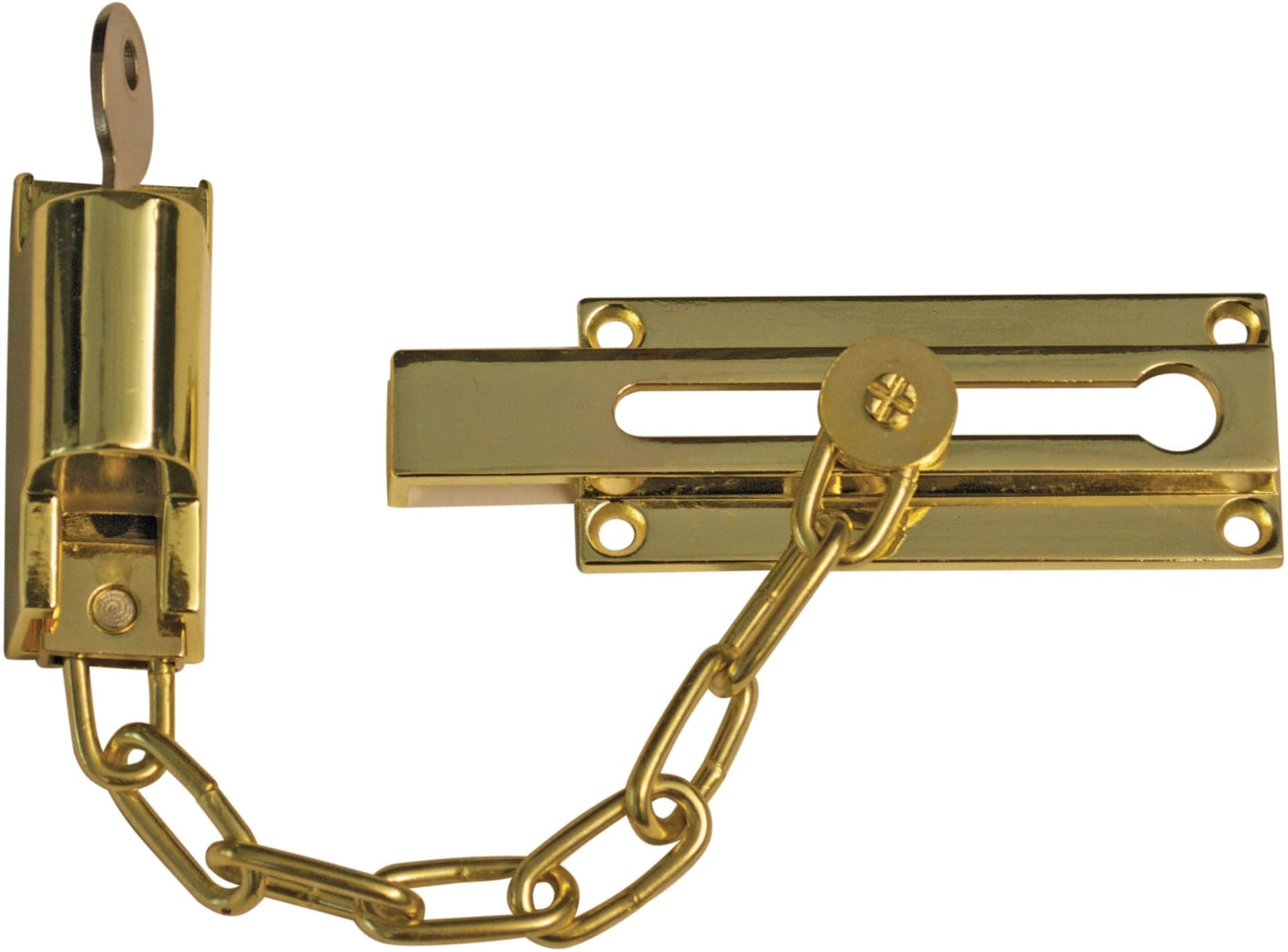 Taymor Keyed Chain Lock Door Latch Guard, Gold