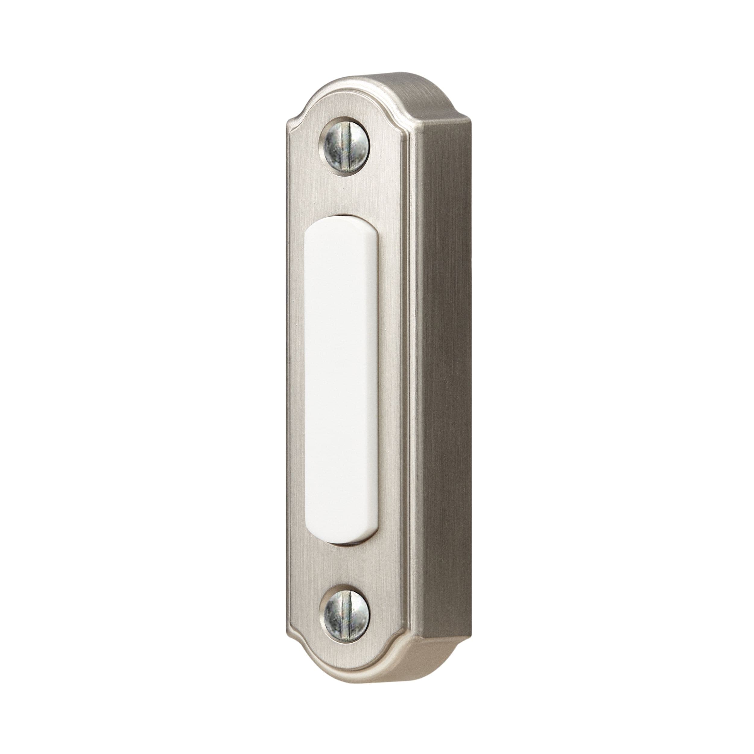 HeathZenith Wired Lighted Push Doorbell Chime Button, Satin Nickel