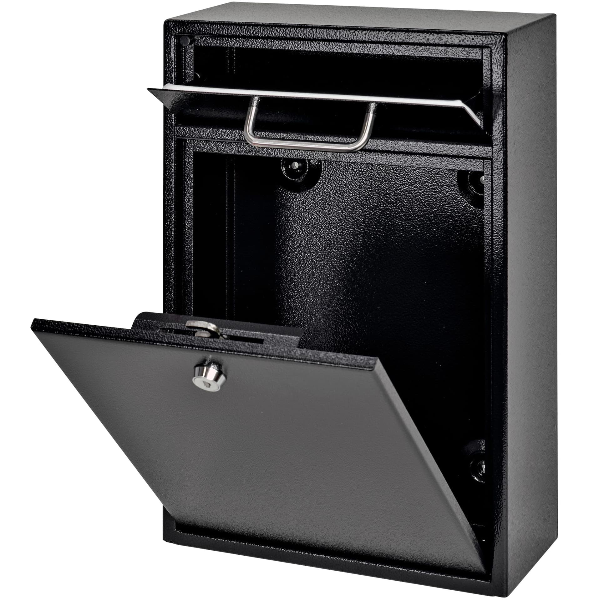 Mail Boss Wall-Mountable Locking Security Drop Box, 16.2″ H x 11.2″ W x 4.7″ D, Black