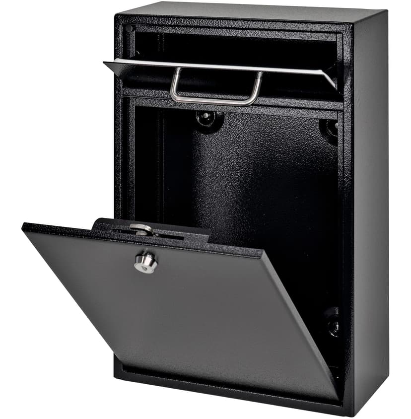 Mail Boss Wall-Mountable Locking Security Drop Box, 16.2″ H x 11.2″ W x 4.7″ D, Black