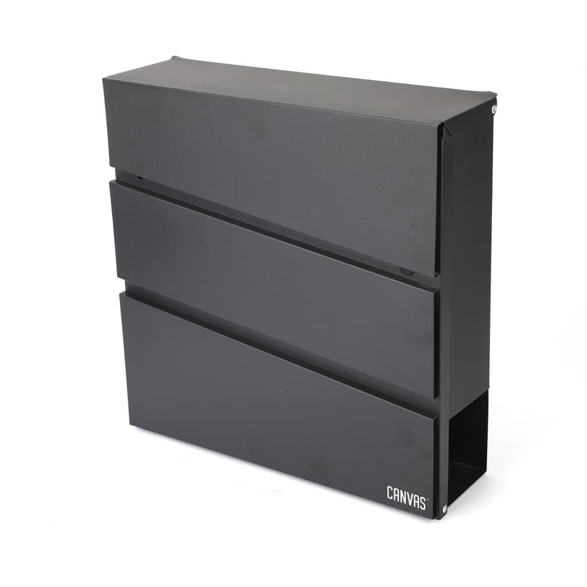 Canvas 3-Panel Galvanized Steel Mailbox, Matte Black