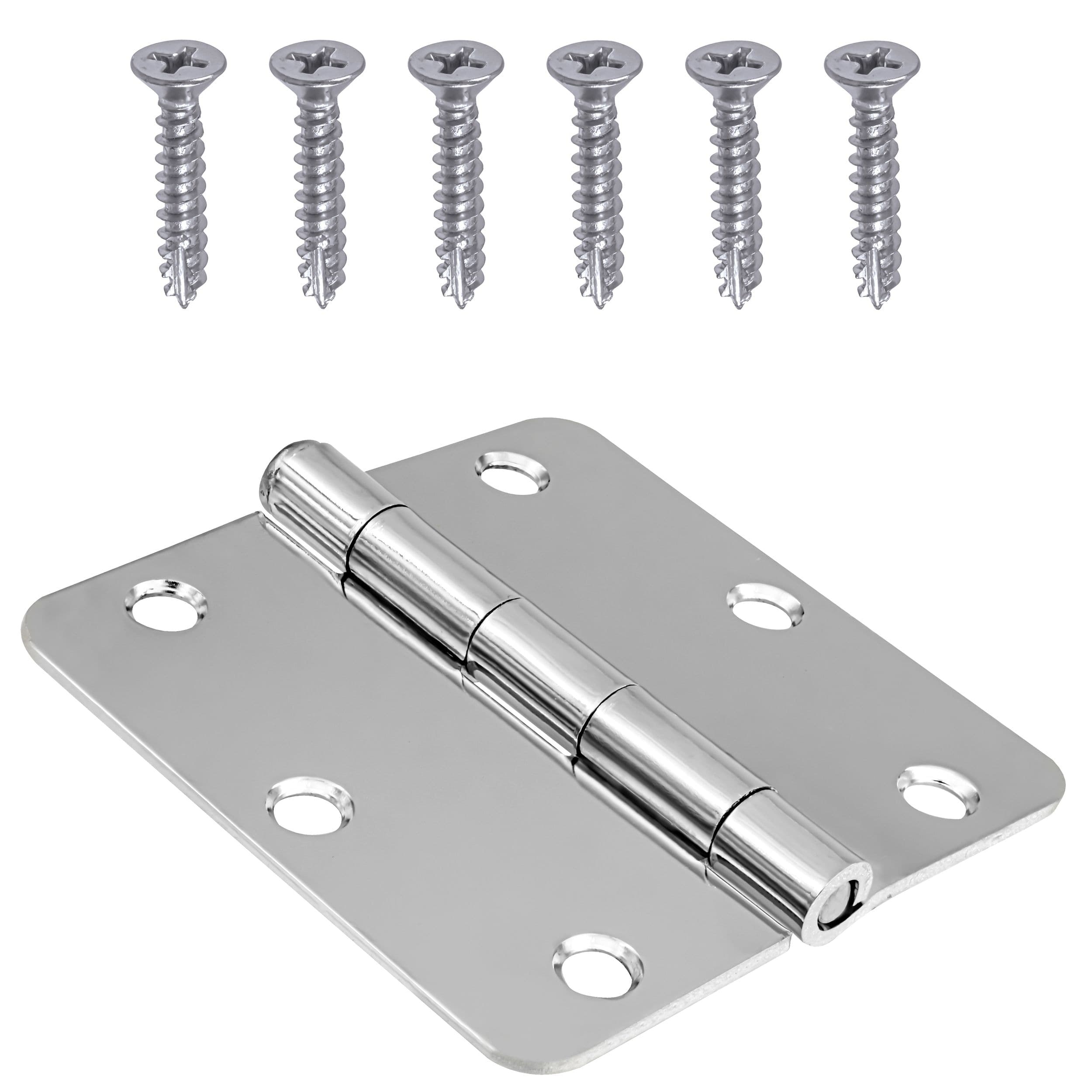 Hillman Round Residential Door Hinge with 1/4-in Radius, Removable Pin, Polished Chrome, 3.5-in