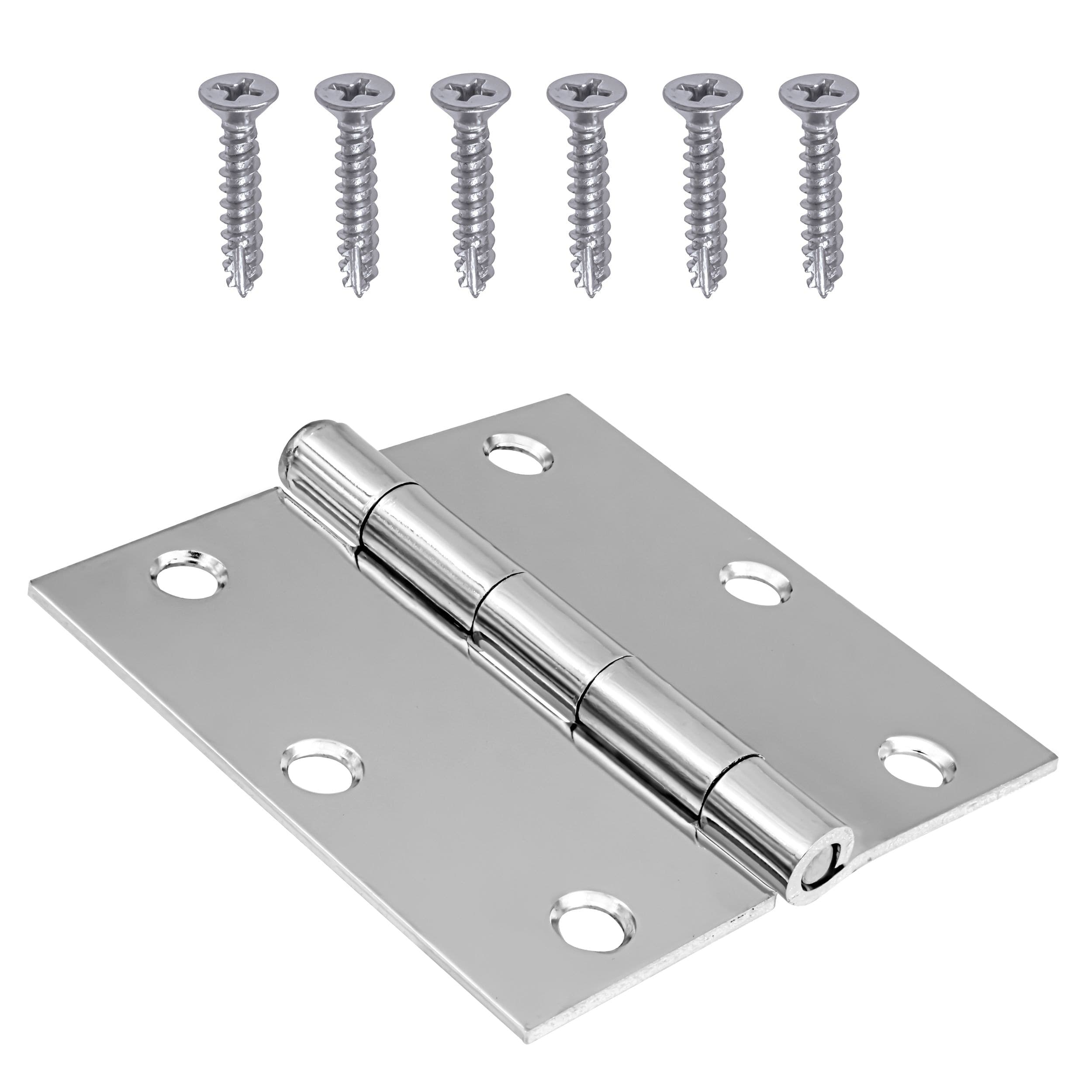 Hillman Residential Square Full Mortise Door Hinge, Polished Chrome, 3.5-in