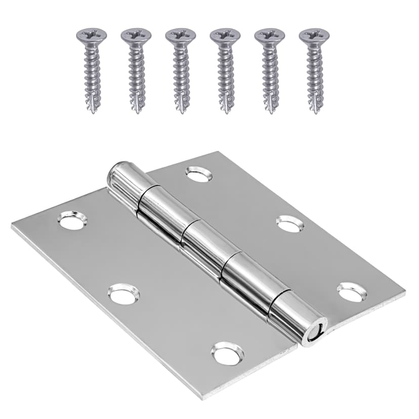 Hillman Residential Square Full Mortise Door Hinge, Polished Chrome, 3.5-in