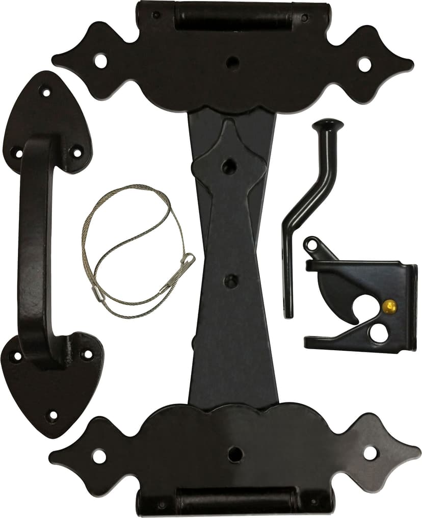 Hillman Deluxe Gate Kit, All Hardware for Gate Doors, Black, 5-pc