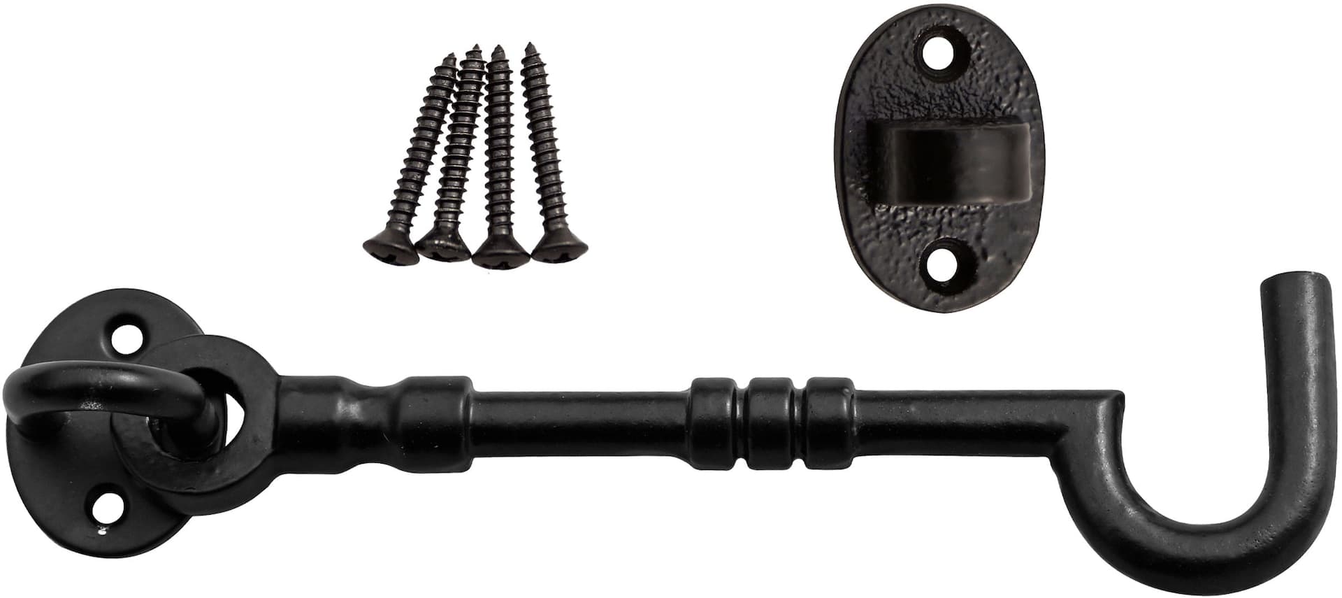 Hillman Decorative Hook and Eye, Indoor/Outdoor Use, Black, 6-in