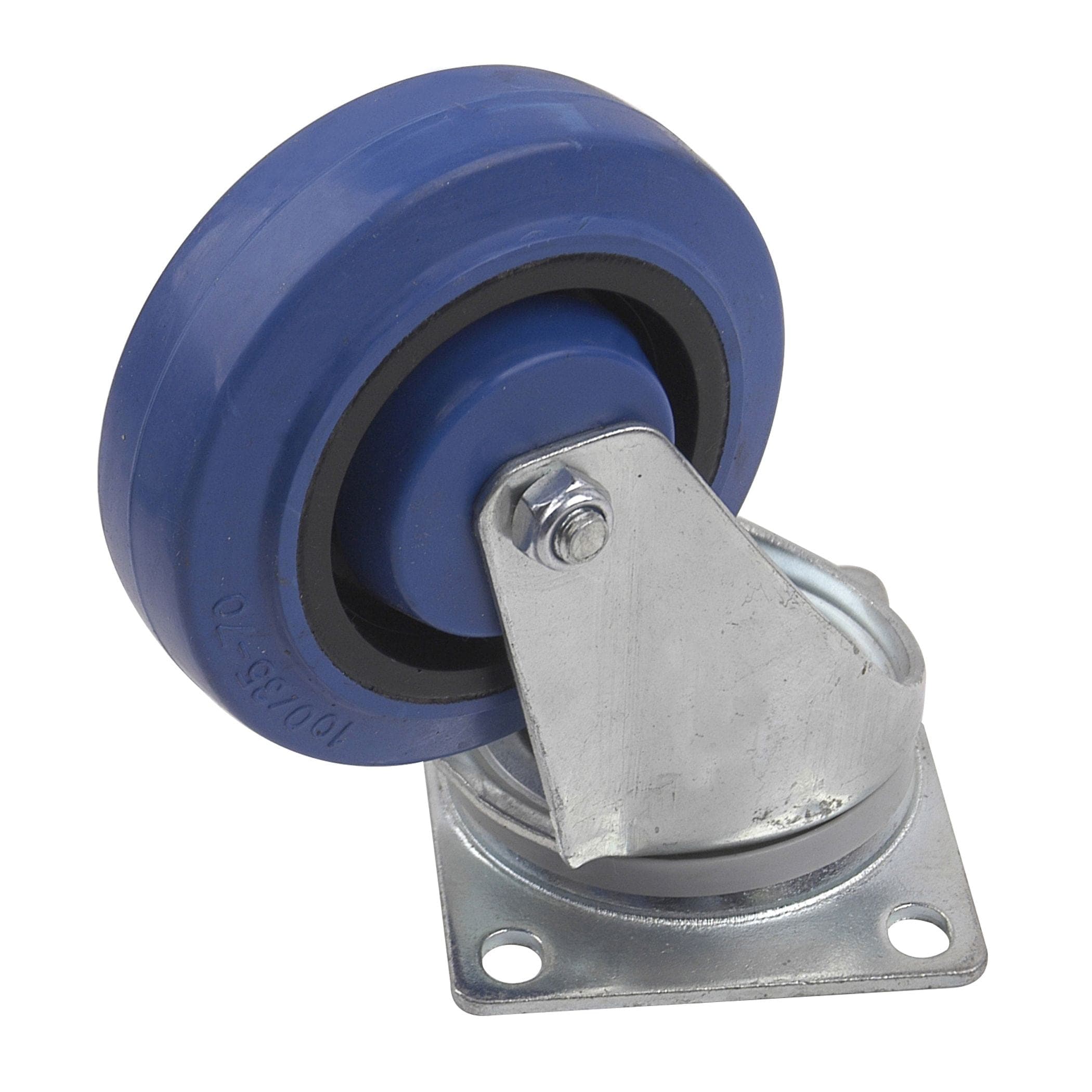 Shepherd Hardware Rubber Elastic Swivel Caster, 265-lb Capacity, Blue, 4-in