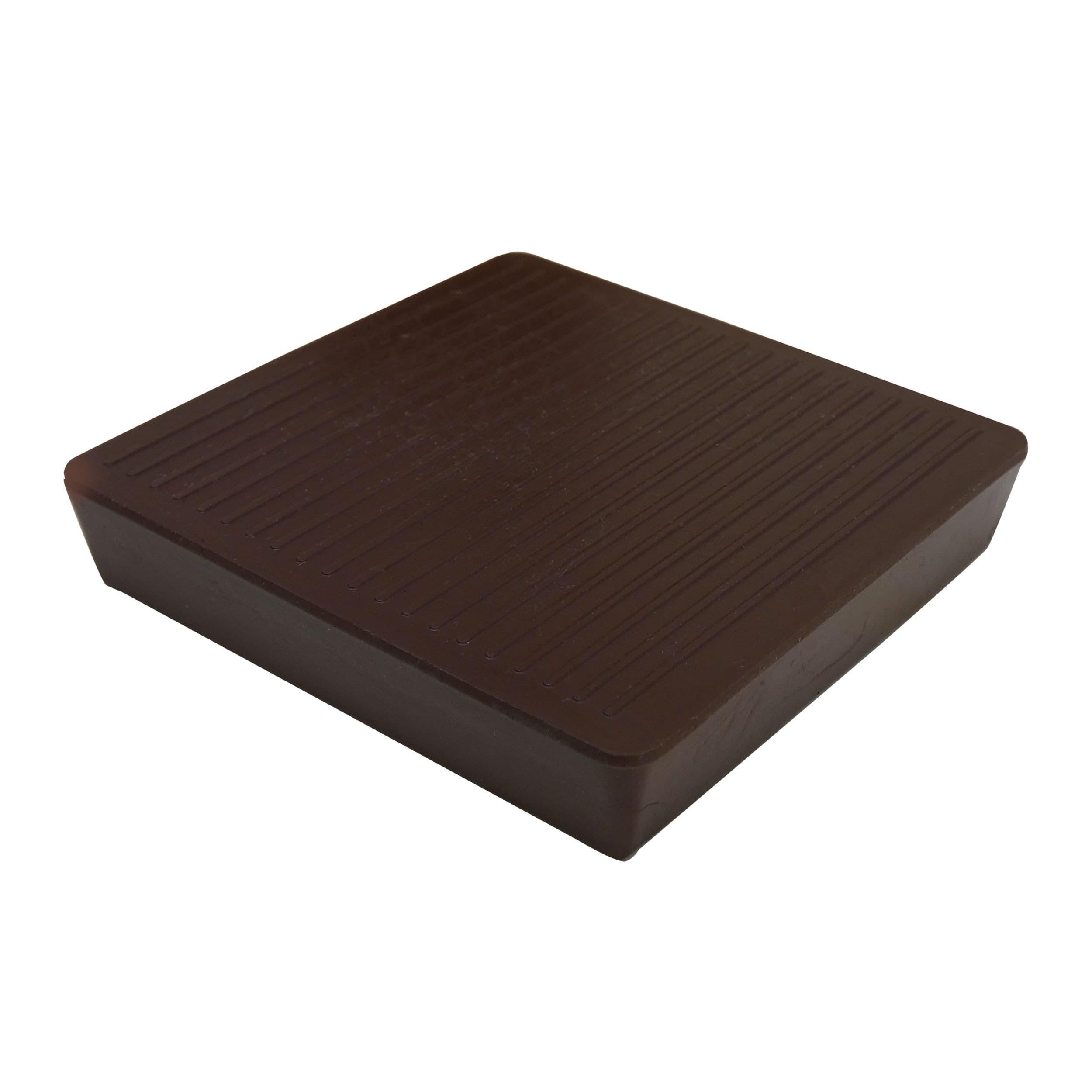 Certified Square Rubber Furniture Cups For Furniture Legs and Casters, Brown, 3-in, 2-pk