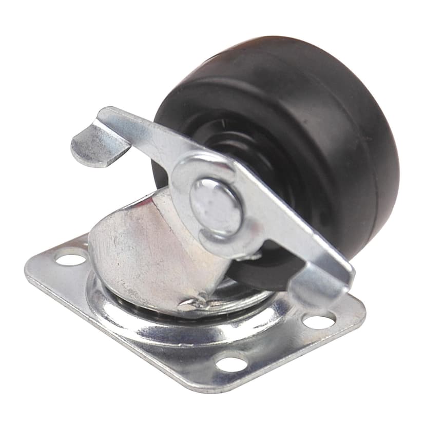 Shepherd Hardware Rubber Single Swivel Caster with Brake, 90-lb Capacity, Black, Assorted Sizes
