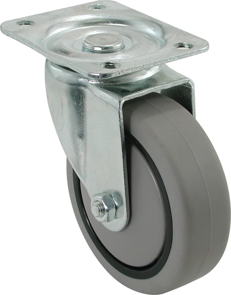 Shepherd Hardware Medium Duty TPR Single Swivel Caster, Non-Marking, 180-lb Capacity, Grey, 3-in