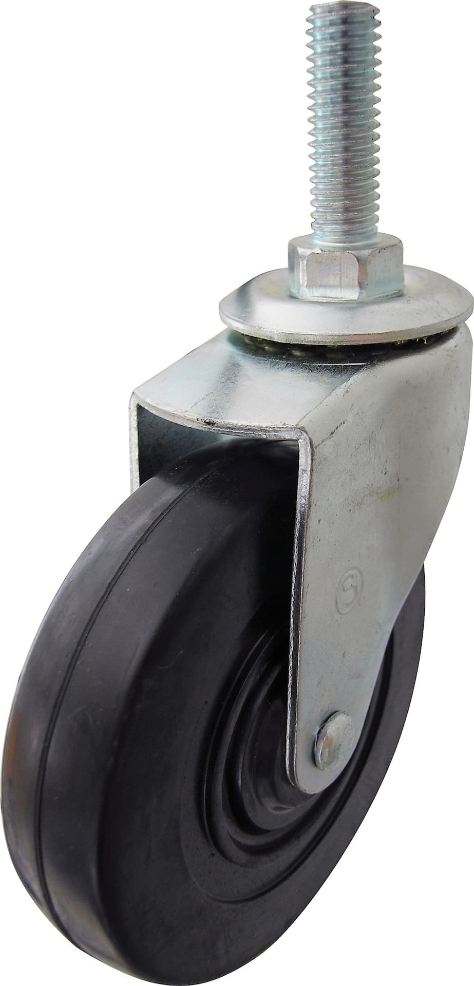 Shepherd Hardware Medium Duty Thread Stem Rubber Single Caster, 115-lb Capacity, Black, 4-in