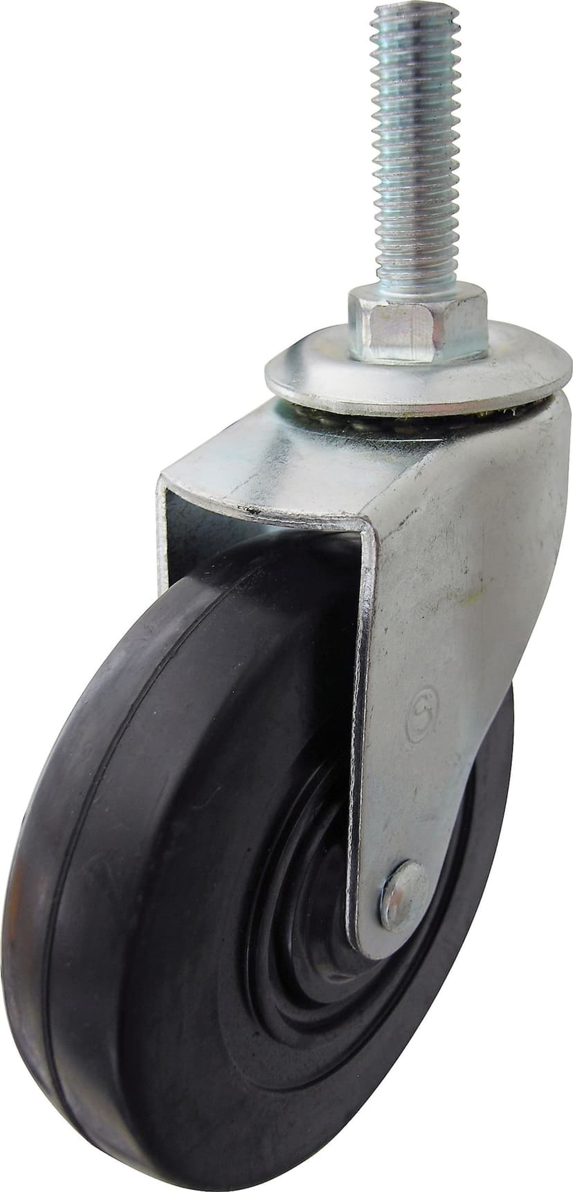 Shepherd Hardware Medium Duty Thread Stem Rubber Single Caster, 115-lb Capacity, Black, 4-in