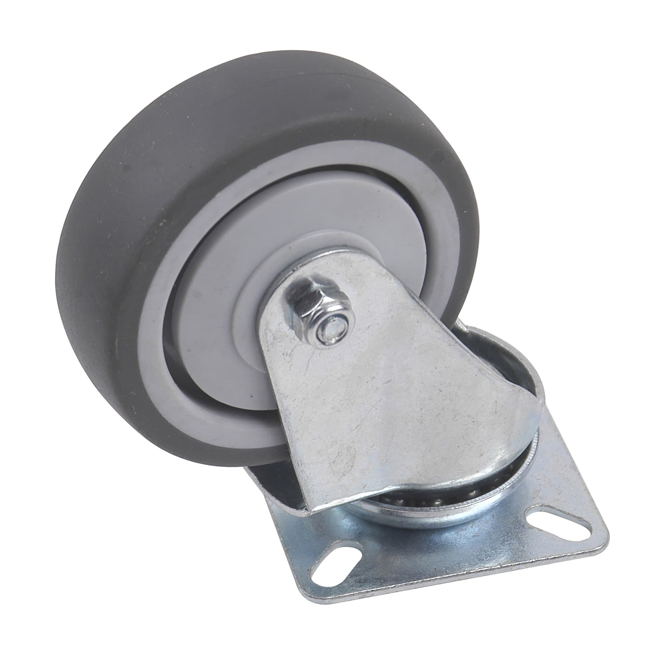 Shepherd Hardware Medium Duty TPU Single Swivel Caster, Non-Marking, 121-lb Capacity, Grey, 3-in