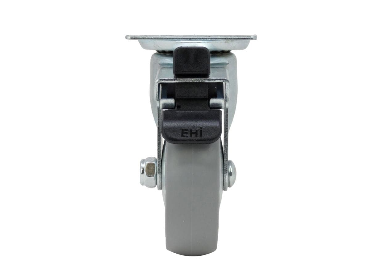 Shepherd Hardware Medium Duty TPU Single Swivel Caster with Brake, Non-Marking, 121-lb Capacity, Grey, 3-in