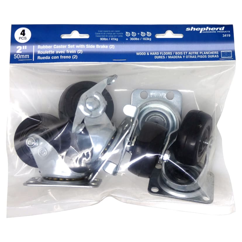 Light Duty Casters 2-Swivel & 2-Break, 2-in, 4-pk