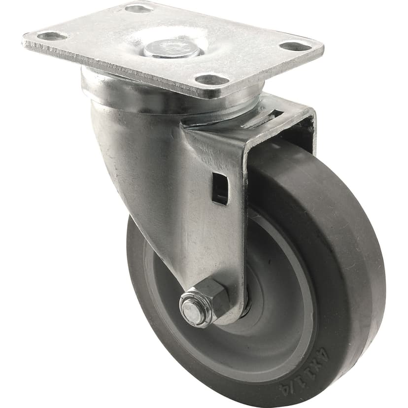 Shepherd Hardware Medium Duty TPR Single Swivel Caster, Non-Marking, 350-lb Capacity, Grey, 4-in