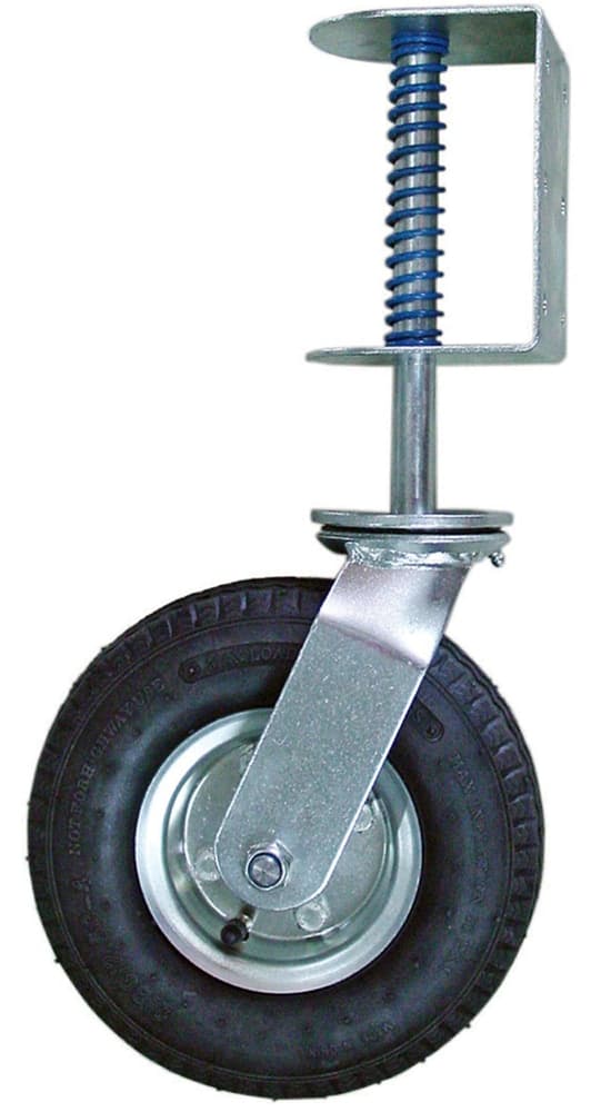 Shepherd Hardware Rubber Pneumatic Gate Caster with Spring Loaded Bracket, 200-lb Capacity, Black, 8-in