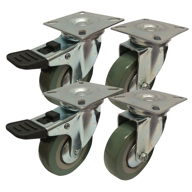 Large Light Duty Casters 2-Swivel & 2-Break, 3-in, 4-pk