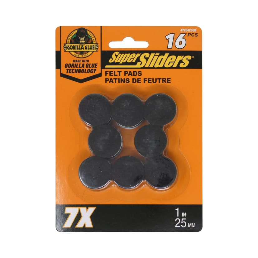 Super Sliders Felt Pads, Brown, 1-in, 16-pc