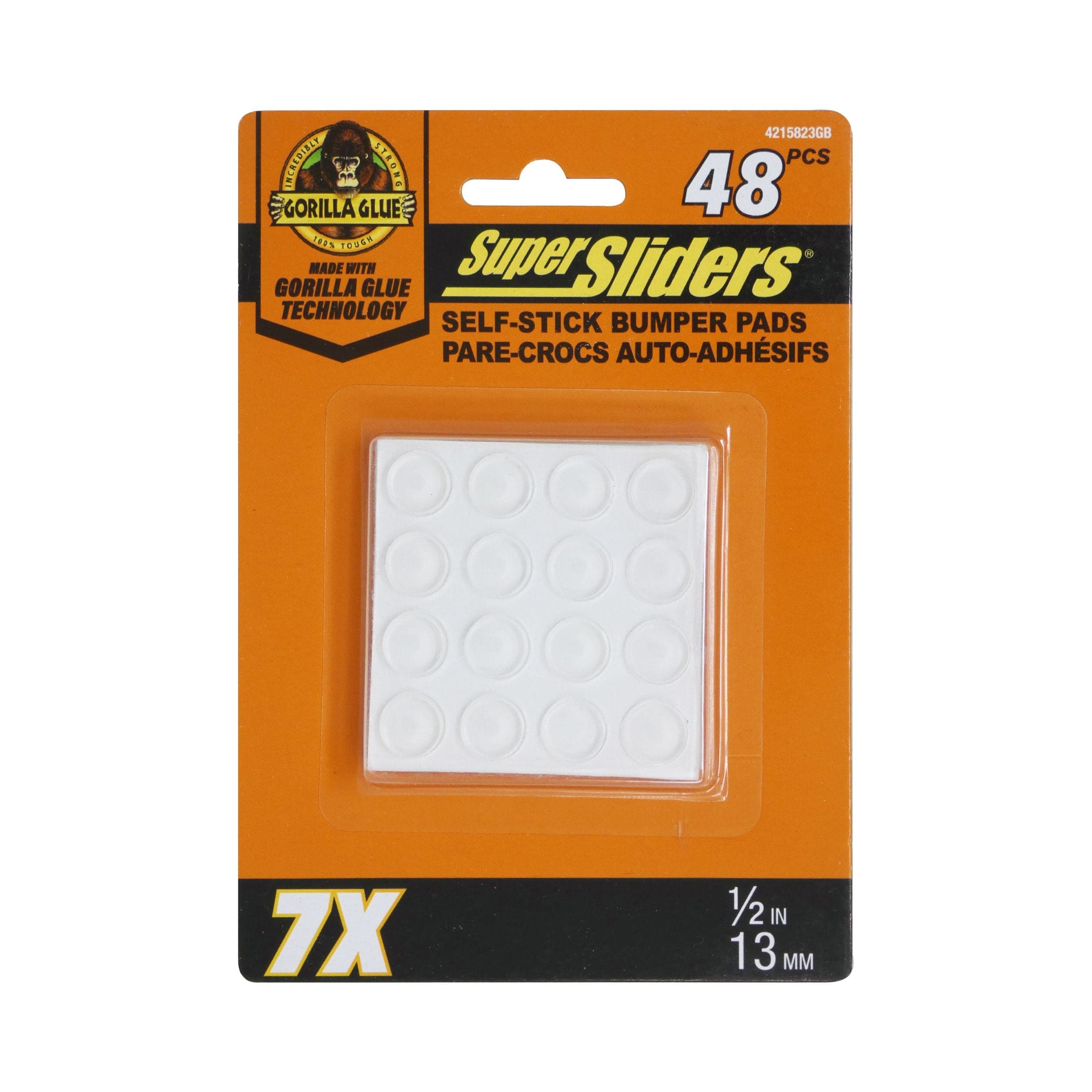 Super Sliders Self Stick Bumper Pads, Clear, 0.5-in, 48-pk