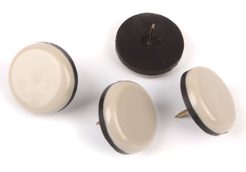 Certified Round Taupe Nail-On Furniture Gliders, For Carpet/Ceramic Tiles, 1-1/4-in, 4-pc
