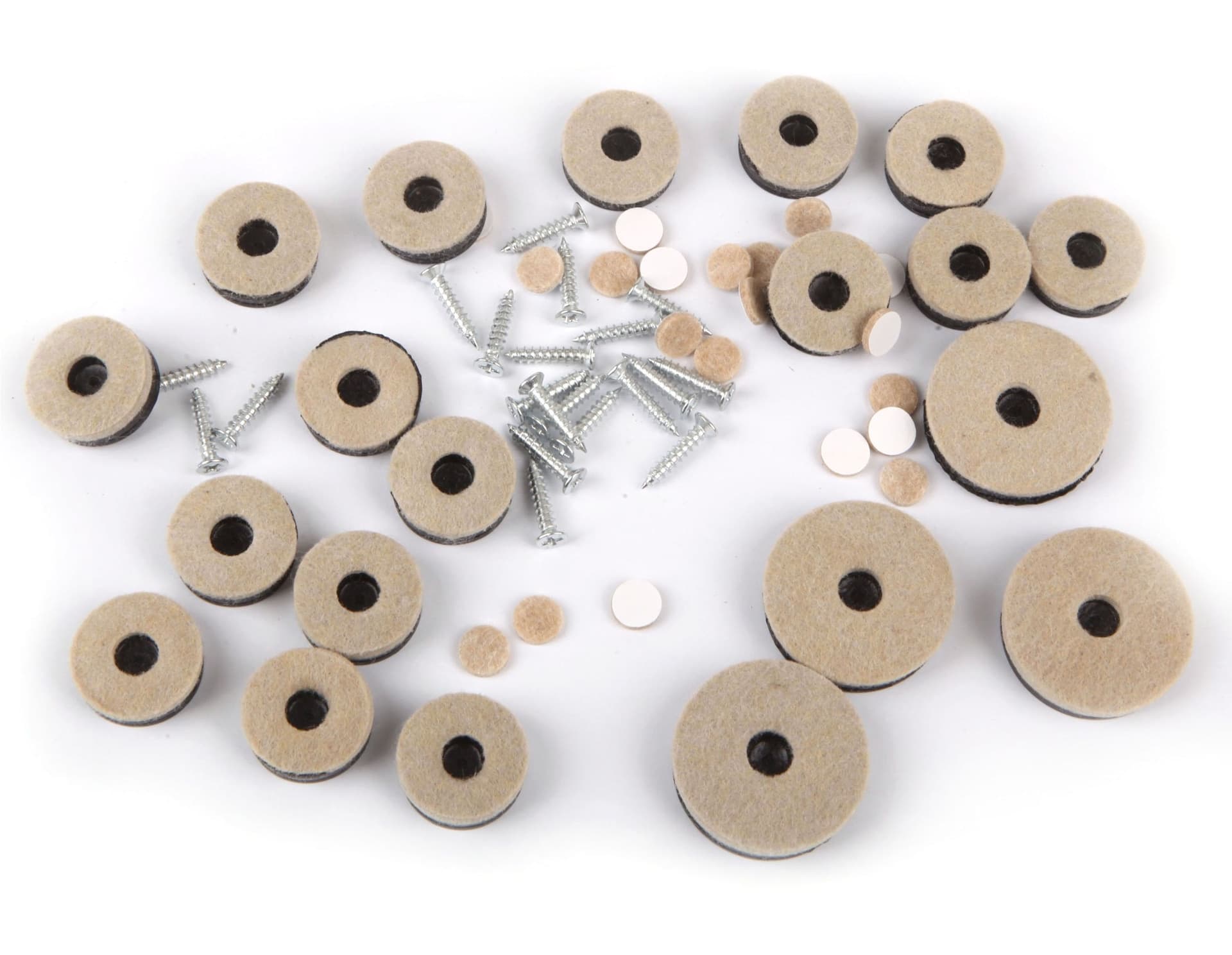 Likewise Heavy- Duty Screw-On Felt Furniture Pads/Cups, Assorted Sizes, Beige, 20-pc