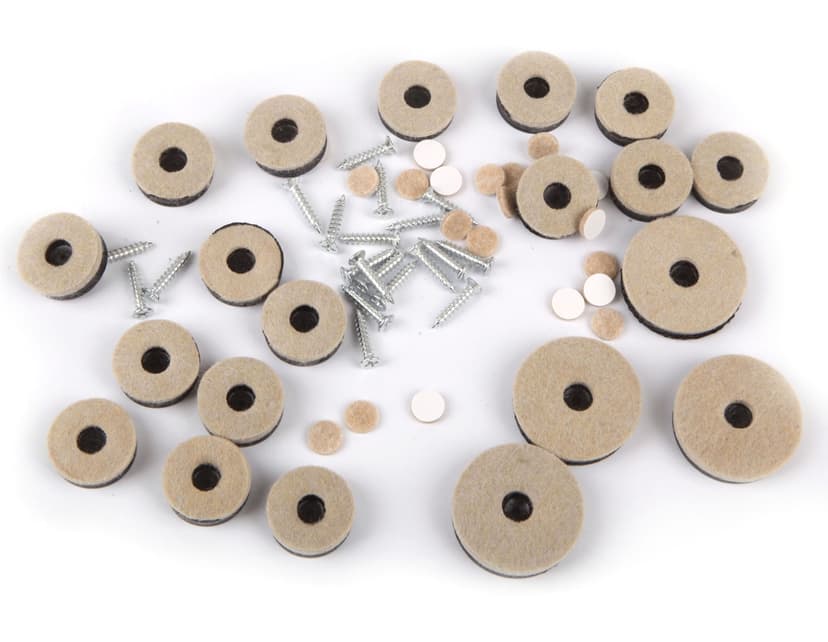 Likewise Heavy- Duty Screw-On Felt Furniture Pads/Cups, Assorted Sizes, Beige, 20-pc