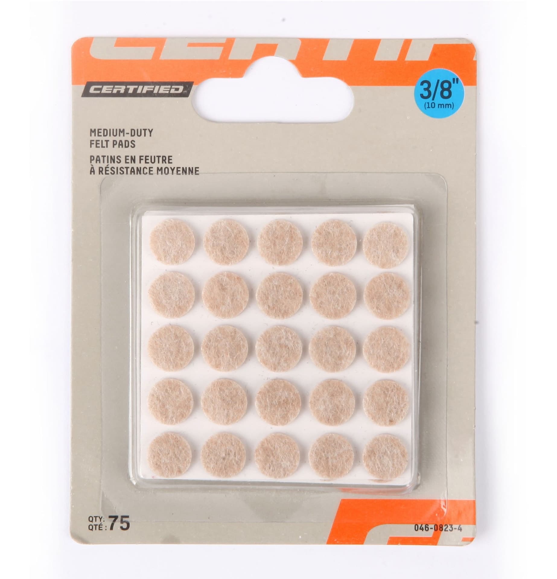 Certified Round Medium Duty Pads, Surface Protection, 3/8-in, Beige, 75-pc