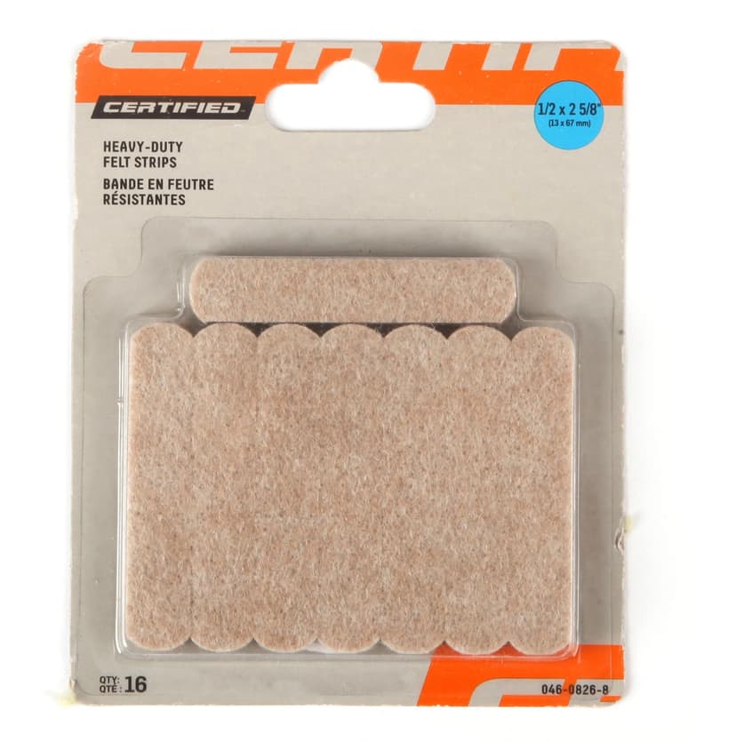 Heavy Duty Felt Protectors, Self-Adhesive, 1/2 x 2.6-in, Beige