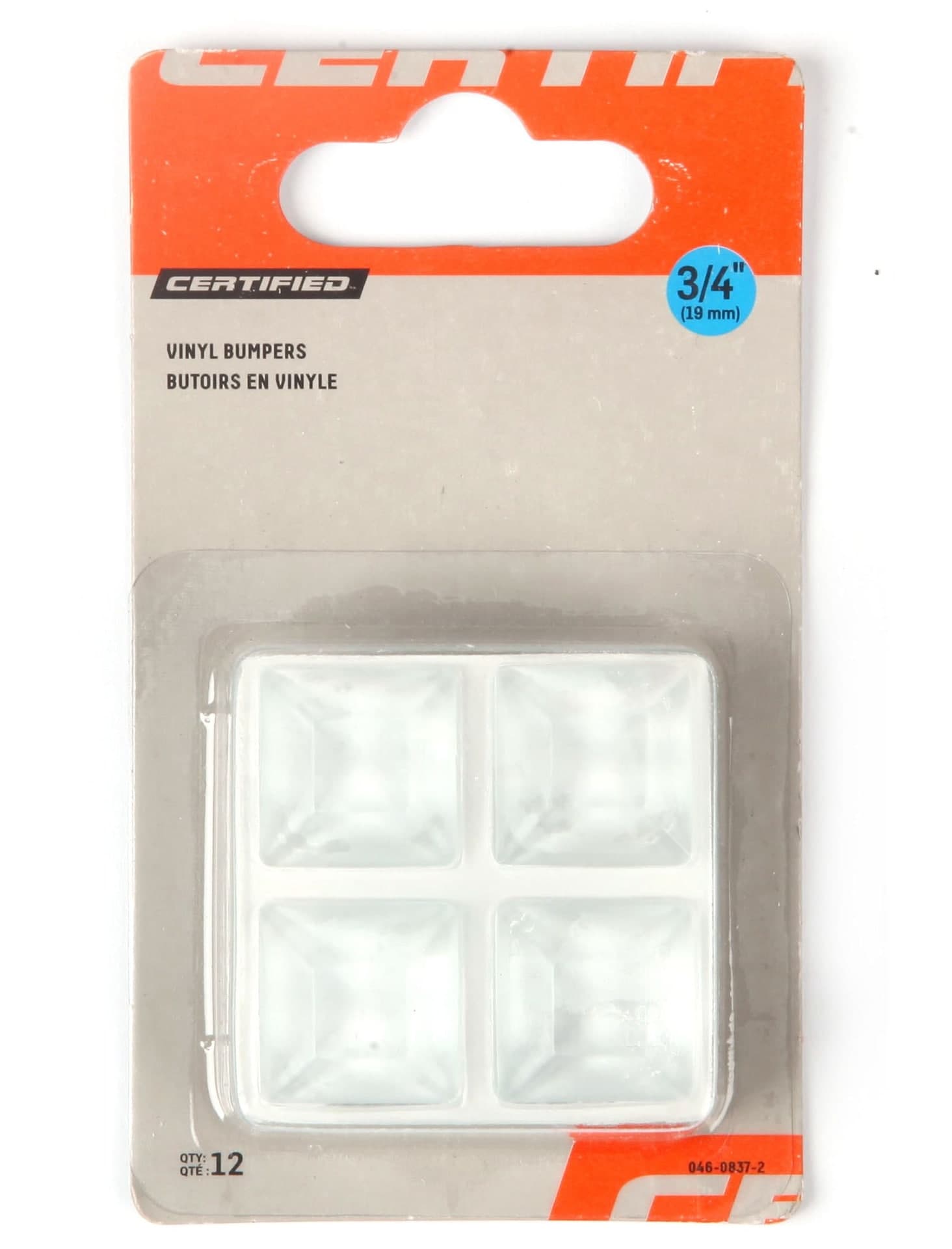 Likewise Square Vinyl Bumper Protector, Self-Adhesive, 3/4-in, Clear, 12-pc