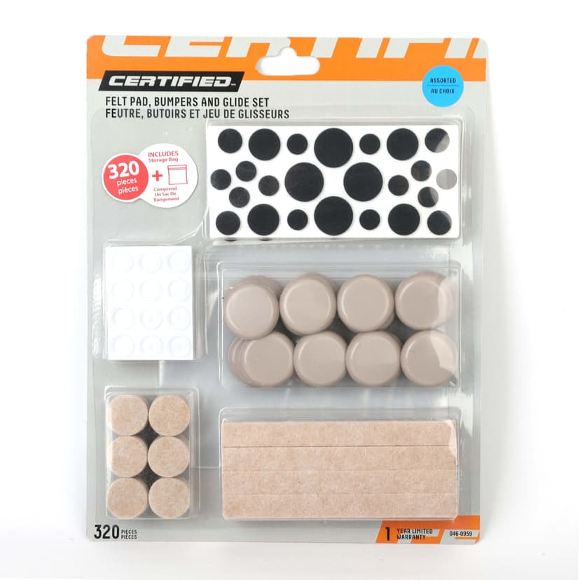 Certified Felt Pad Set with Bumpers, 320-pc