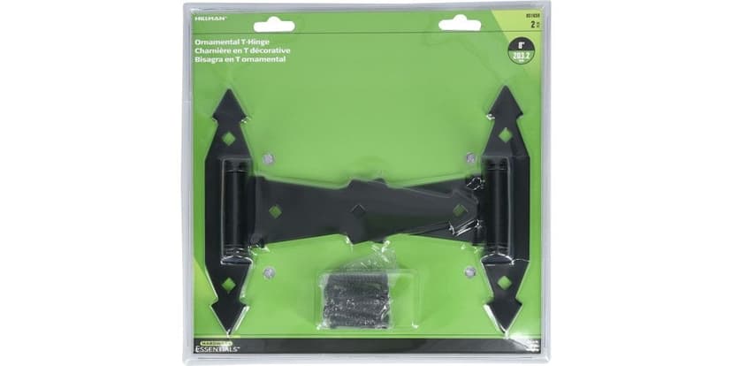Hillman T-Hinge Ornament, For Narrow Mounting, Removable Pins, Black, 8-in